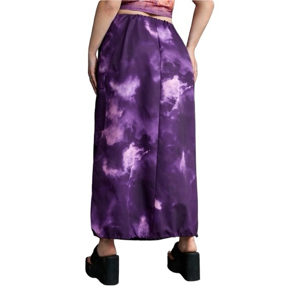 Shein Icon Plus Tie Dye Parachute Drawstring Cargo Skirt Purple & Pink 4X - Picture 3 of 11